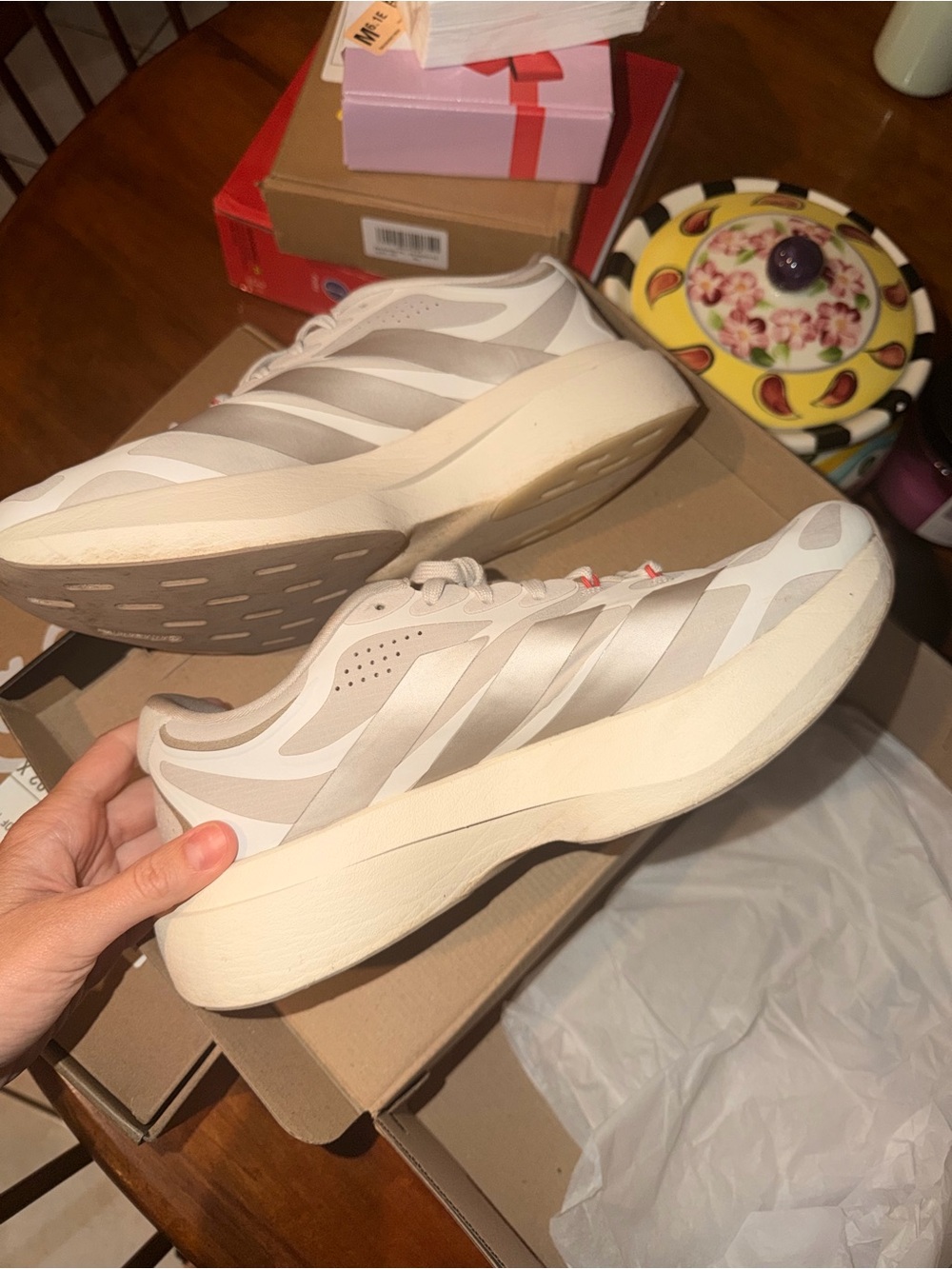 Women’s Adidas Adizero EVO SL EXO in white/silver